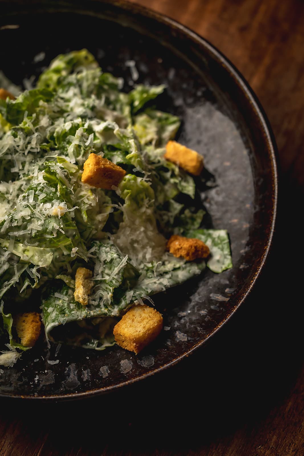 MDA Caesar salad with avocado and crisp corn chips