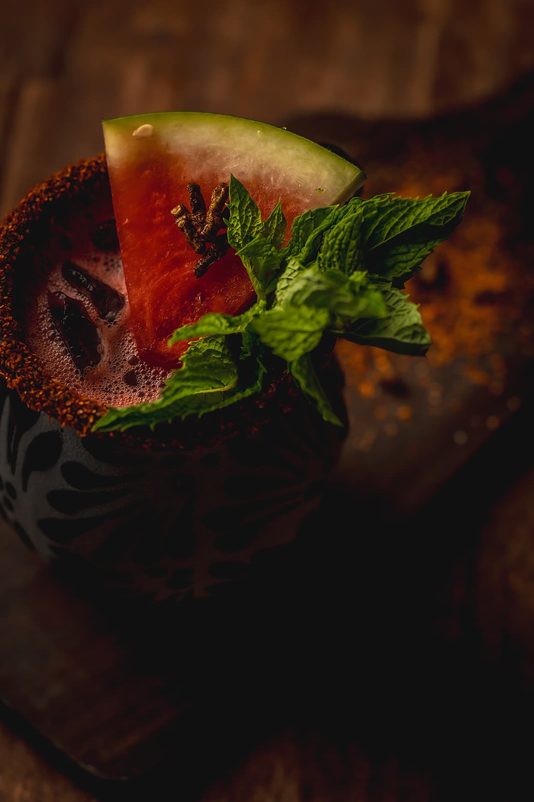 Chichén Itzá cocktail with watermelon and mint