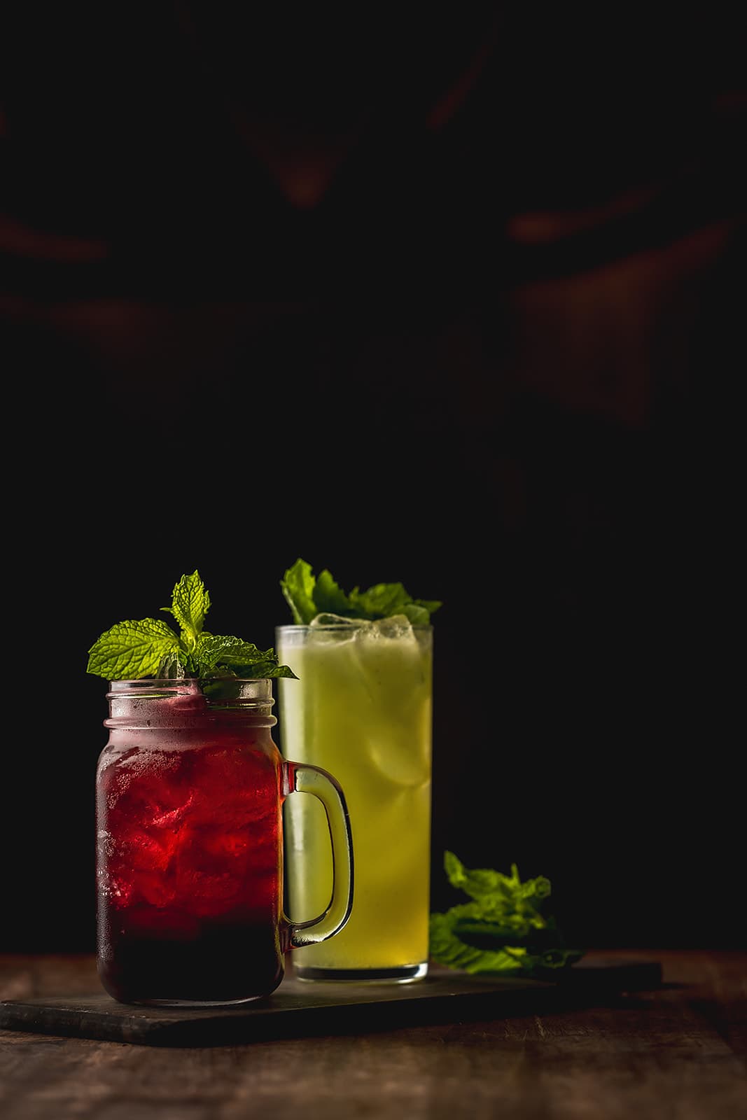 Two colorful alcohol-free cocktails