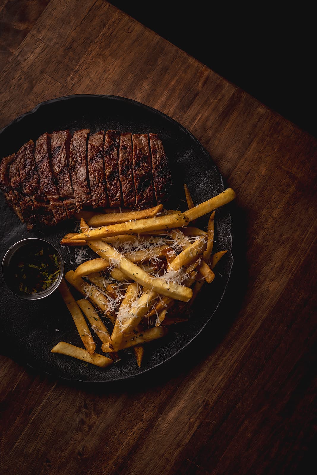 New York steak with parmesan truffle fries