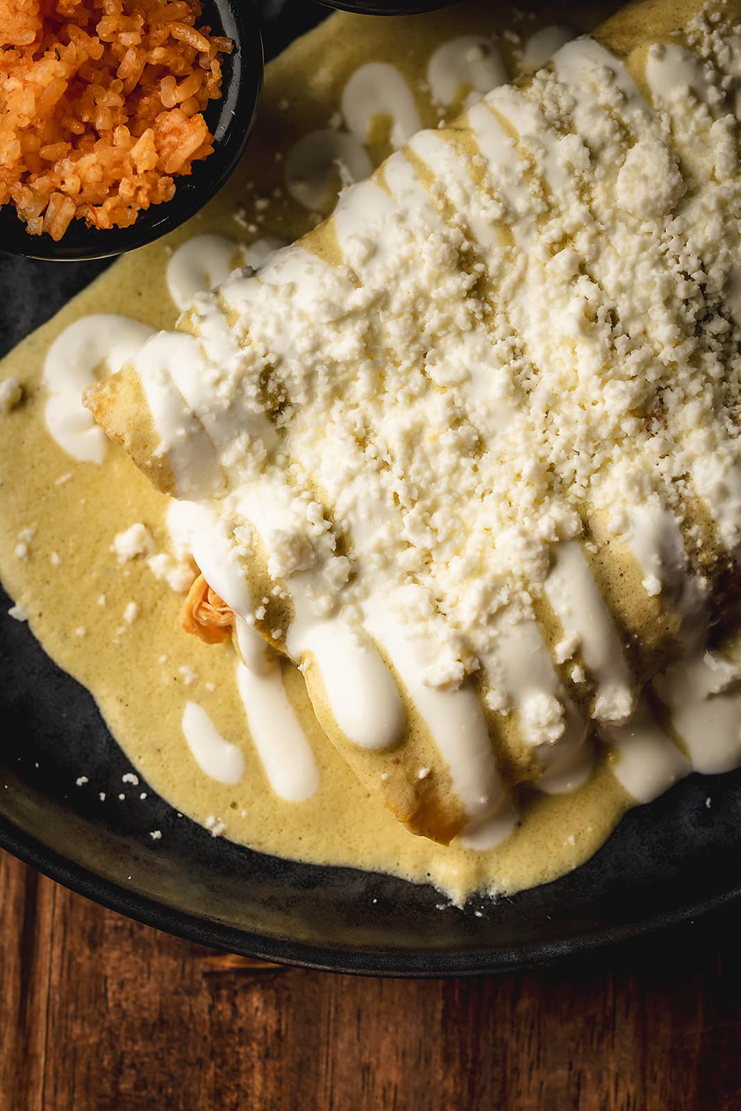 Roasted poblano cream enchiladas